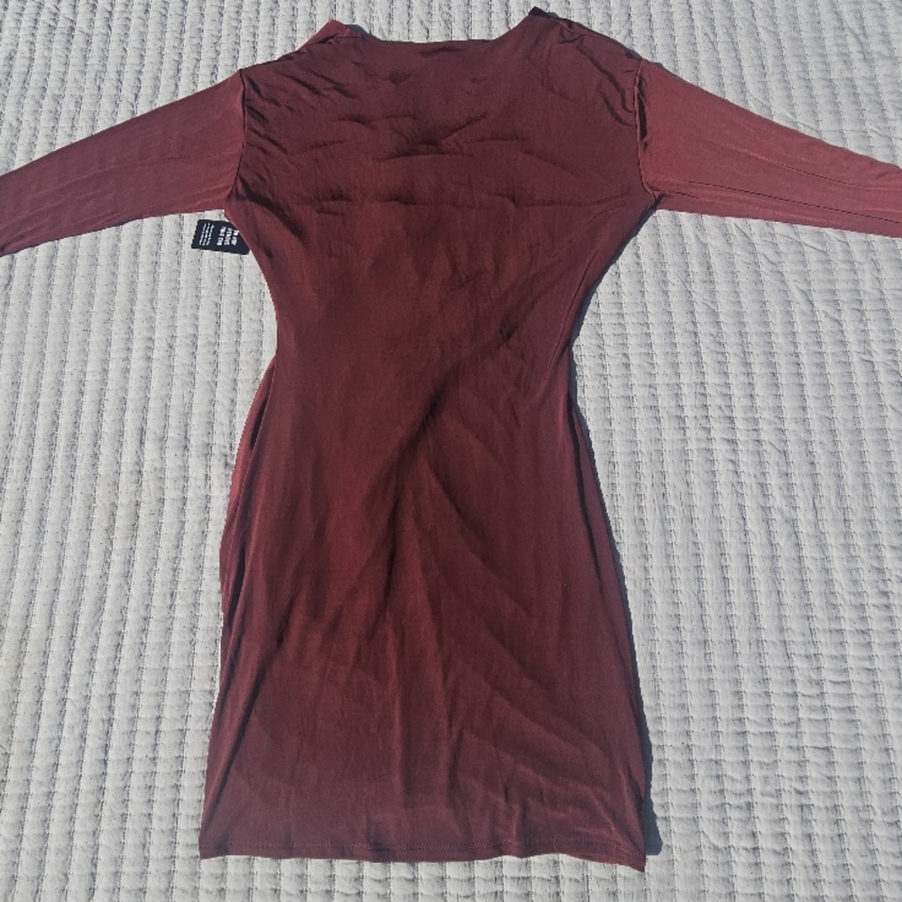 Express Red Ruched Bodycon Dress - Picture 2 of 6